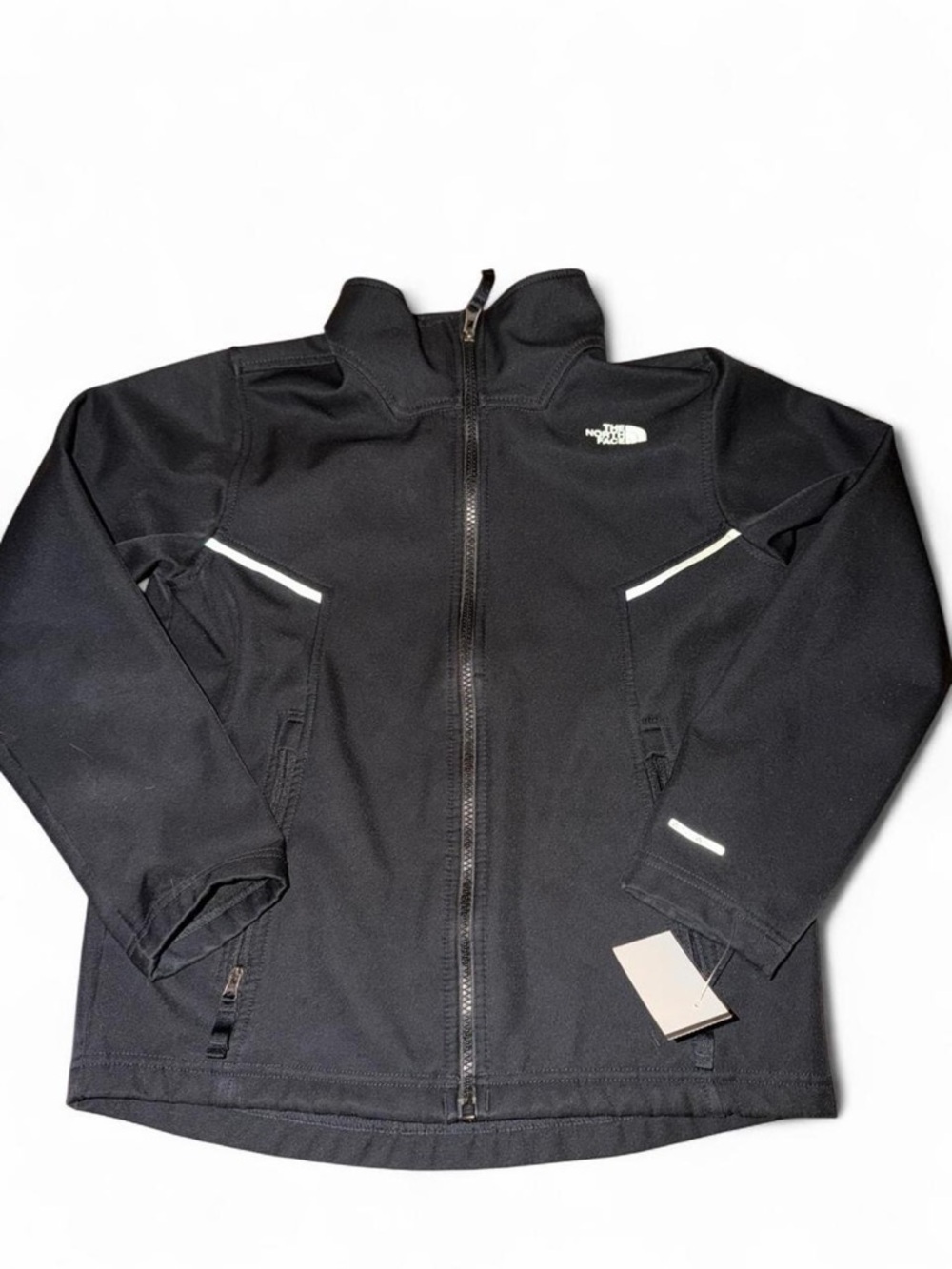 The North Face Black Softshell Jacket with White Reflective Accents